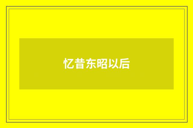 忆昔东昭以后