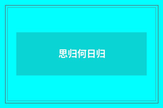 思归何日归