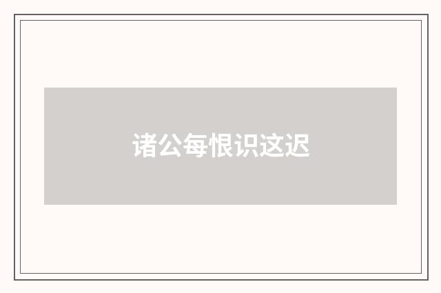 诸公每恨识这迟