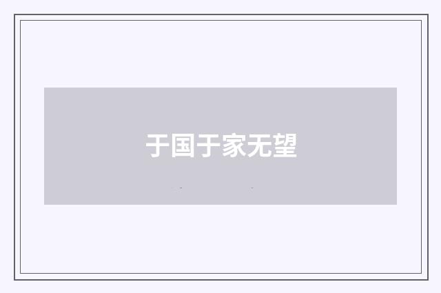 于国于家无望