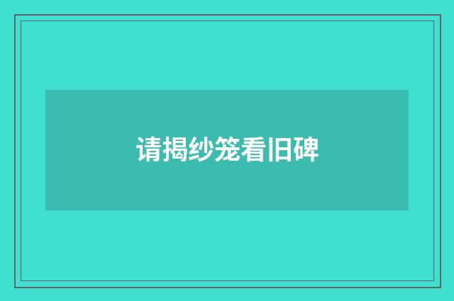 请揭纱笼看旧碑