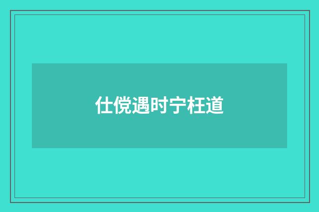 仕傥遇时宁枉道