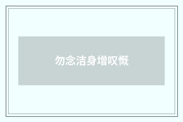 勿念洁身增叹慨