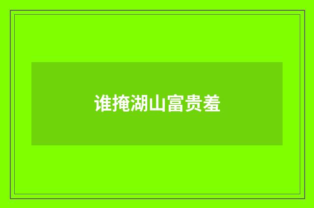 谁掩湖山富贵羞