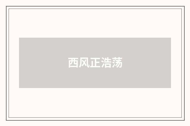 西风正浩荡