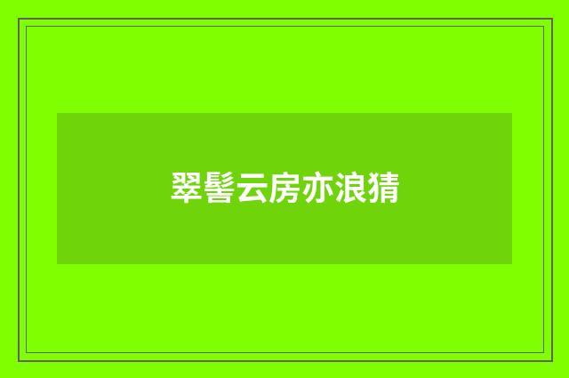 翠髻云房亦浪猜