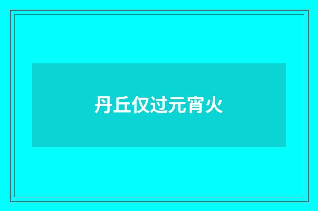 丹丘仅过元宵火