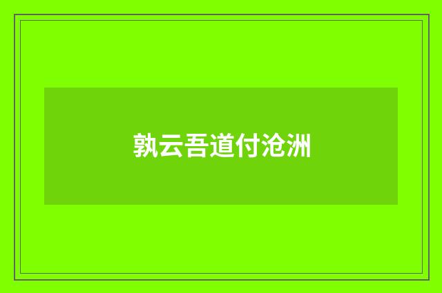 孰云吾道付沧洲