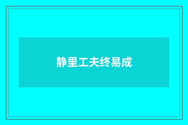 静里工夫终易成