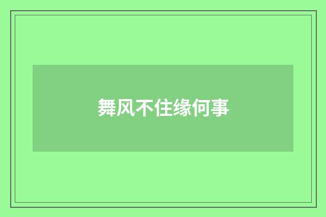 舞风不住缘何事
