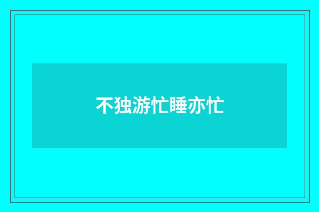不独游忙睡亦忙