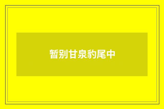 暂别甘泉豹尾中