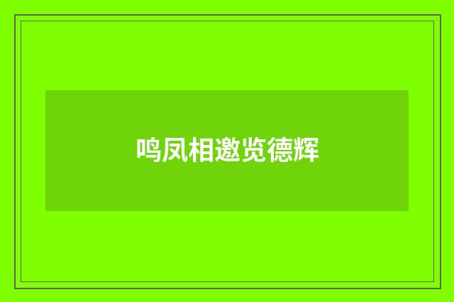鸣凤相邀览德辉