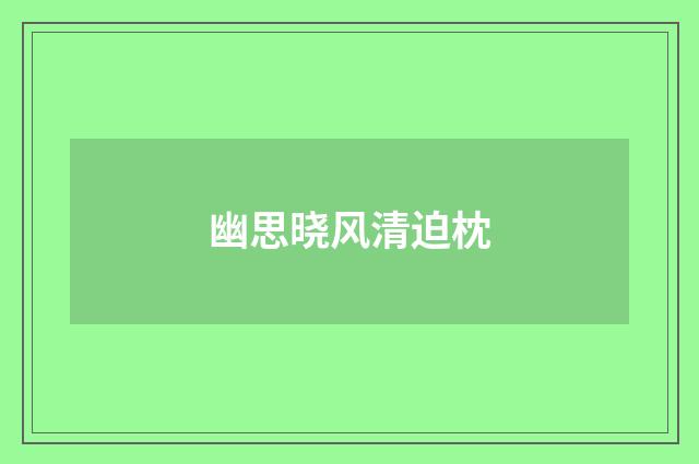 幽思晓风清迫枕