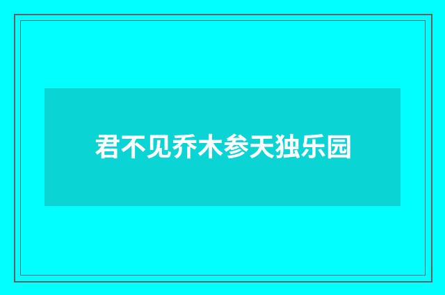 君不见乔木参天独乐园