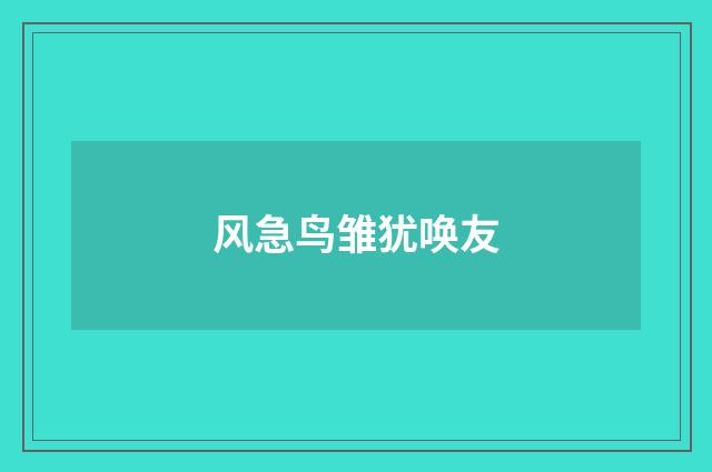 风急鸟雏犹唤友