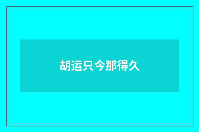 胡运只今那得久