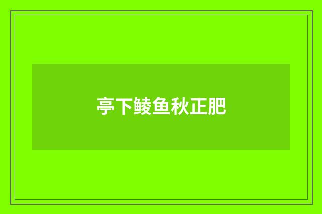 亭下鲮鱼秋正肥
