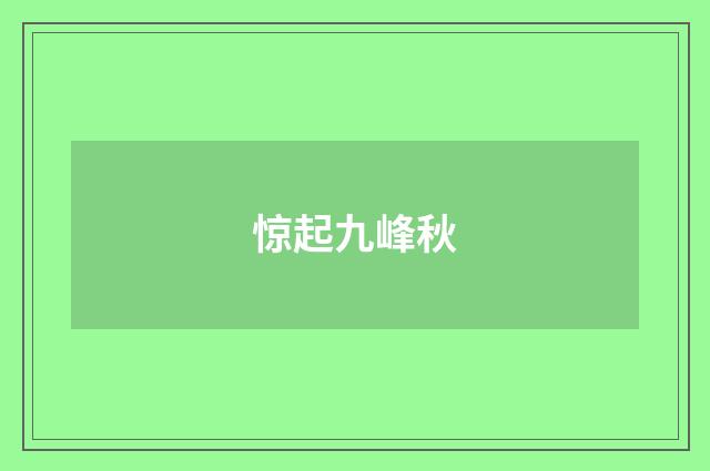 惊起九峰秋