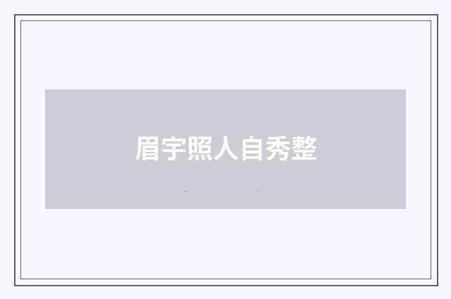 眉宇照人自秀整