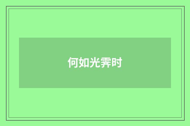 何如光霁时