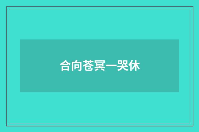 合向苍冥一哭休