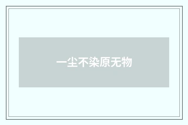 一尘不染原无物