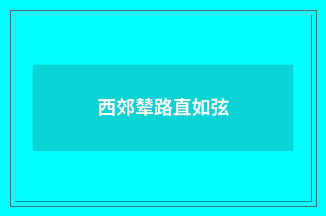 西郊辇路直如弦