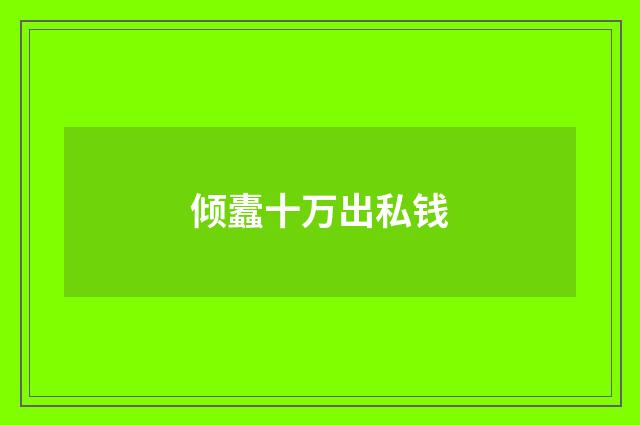 倾蠹十万出私钱