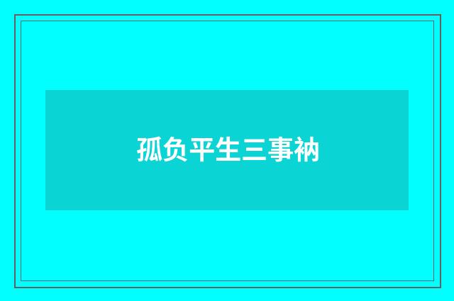 孤负平生三事衲