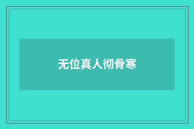 无位真人彻骨寒