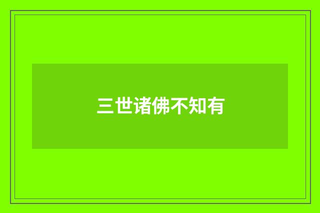 三世诸佛不知有