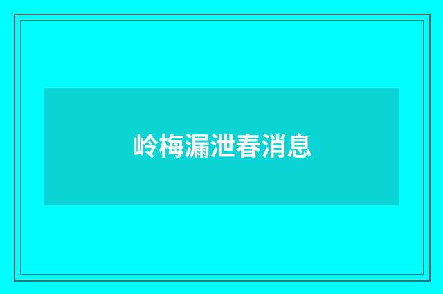岭梅漏泄春消息