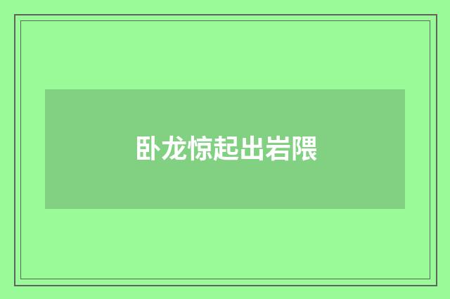卧龙惊起出岩隈