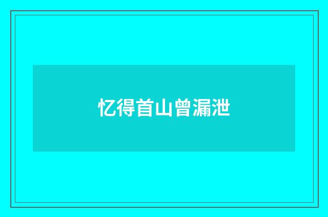 忆得首山曾漏泄