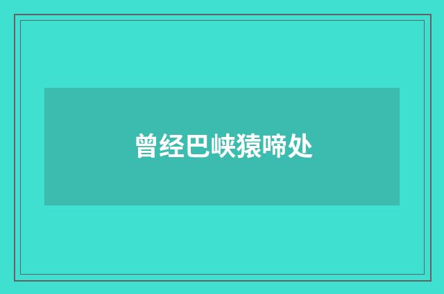 曾经巴峡猿啼处