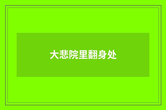 大悲院里翻身处
