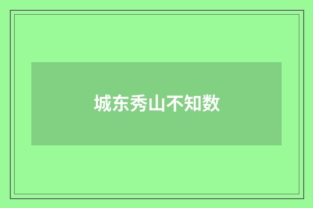 城东秀山不知数