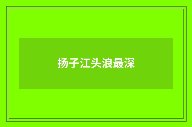 扬子江头浪最深