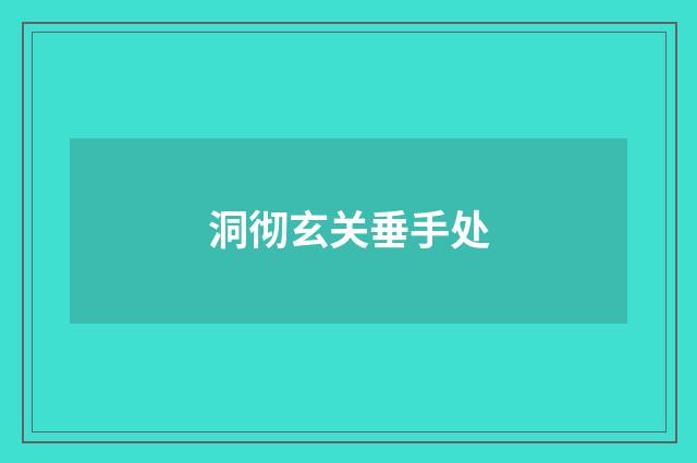 洞彻玄关垂手处