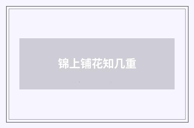锦上铺花知几重