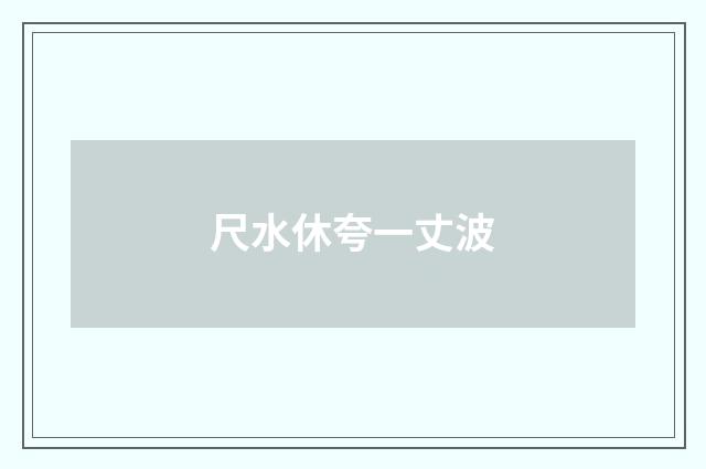 尺水休夸一丈波