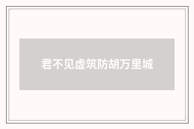 君不见虚筑防胡万里城