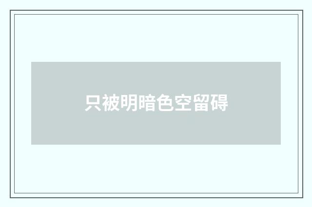 只被明暗色空留碍