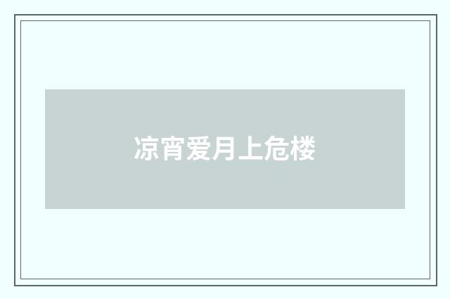 凉宵爱月上危楼