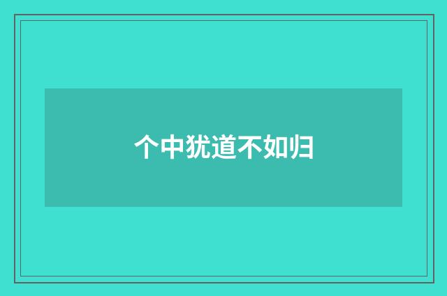 个中犹道不如归