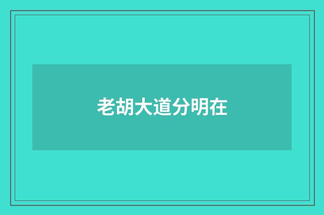 老胡大道分明在