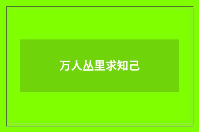 万人丛里求知己