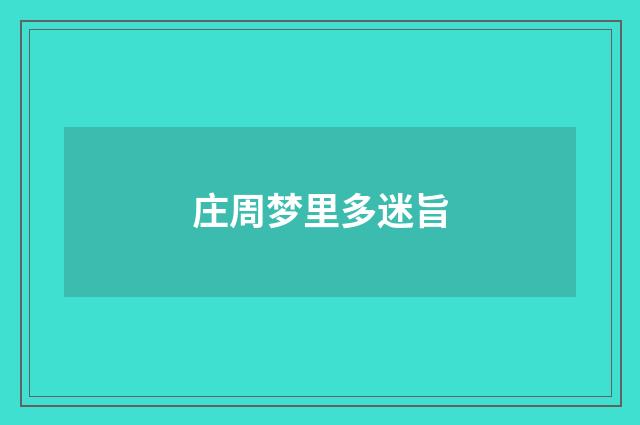 庄周梦里多迷旨