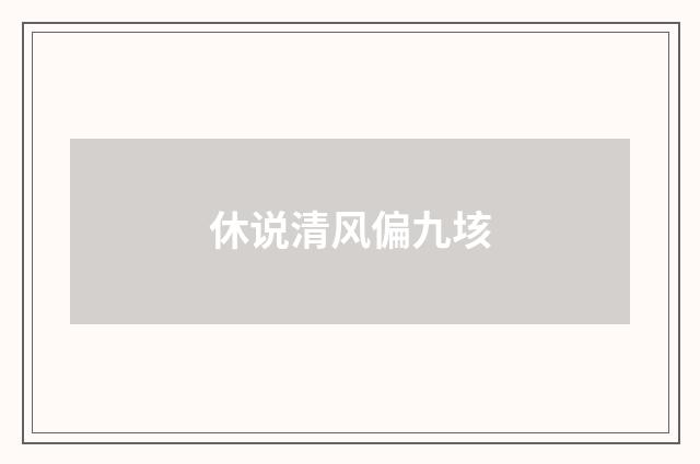 休说清风偏九垓